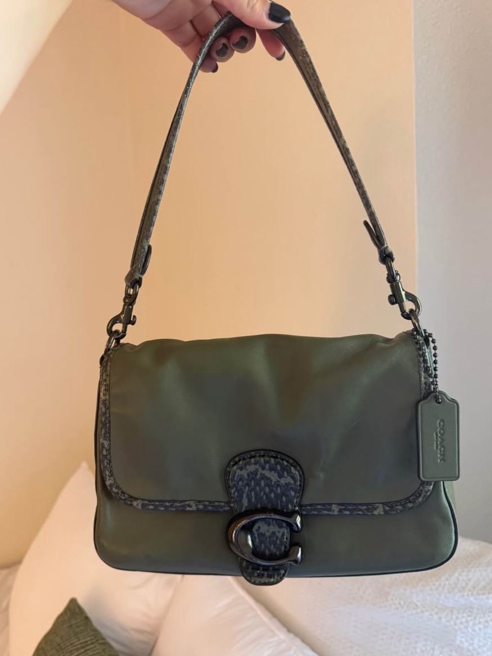 RARE Coach Soft Tabby green purse with snake detail - Picture 4 of 8